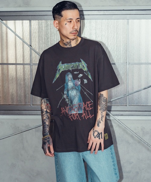 「Subciety」 半袖Tシャツ LARGE アッシュ メンズ_画像5