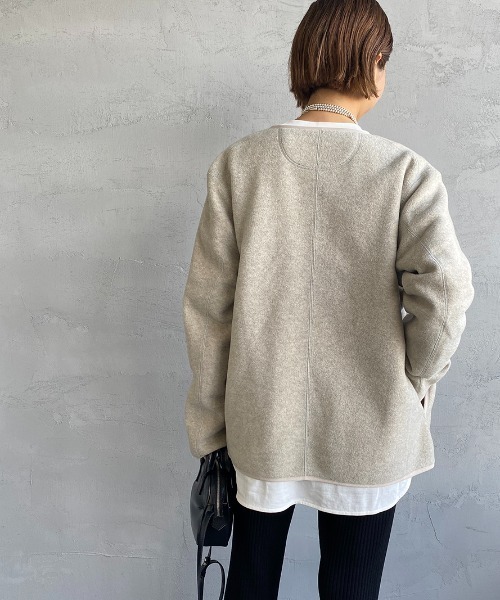 Danton（ダントン） ノーカラージャケット 44 グレー レディース
