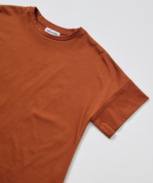 tシャツ ESTNATION / アルビニ コットンスムース カフスＴシャツ レディースの画像
