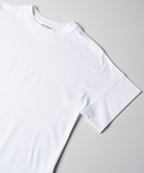 tシャツ ESTNATION / アルビニ コットンスムース カフスＴシャツ レディースの画像