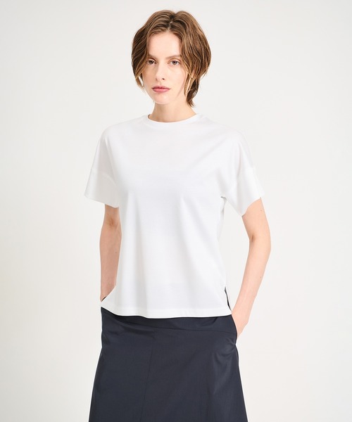 tシャツ ESTNATION / アルビニ コットンスムース カフスＴシャツ レディースの画像