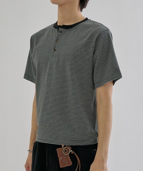 値下！TODAYFUL サンド ヘンリーネック Tシャツ F ヘンリーネック tシャツ Fine - border henly Tee / ファインボーダー