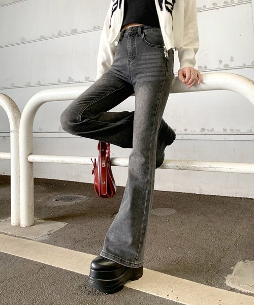 「non-hedge」 ブーツカットデニムパンツ S グレー レディース_画像9