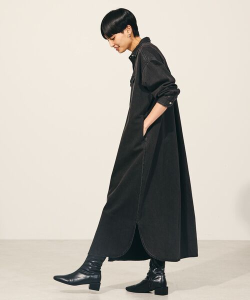「AMERICAN HOLIC」 シャツワンピース M インディゴブルー レディース_画像3