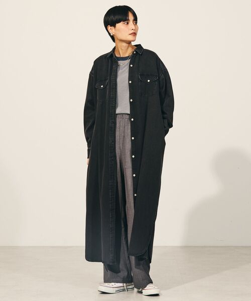 「AMERICAN HOLIC」 シャツワンピース M インディゴブルー レディース_画像5