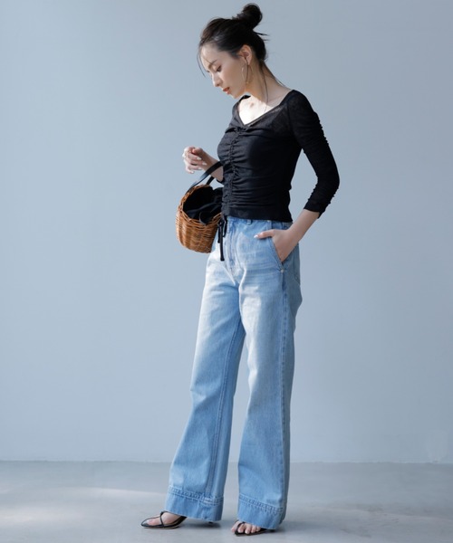 「anuans」 デニムパンツ SMALL ブルー レディース_画像8