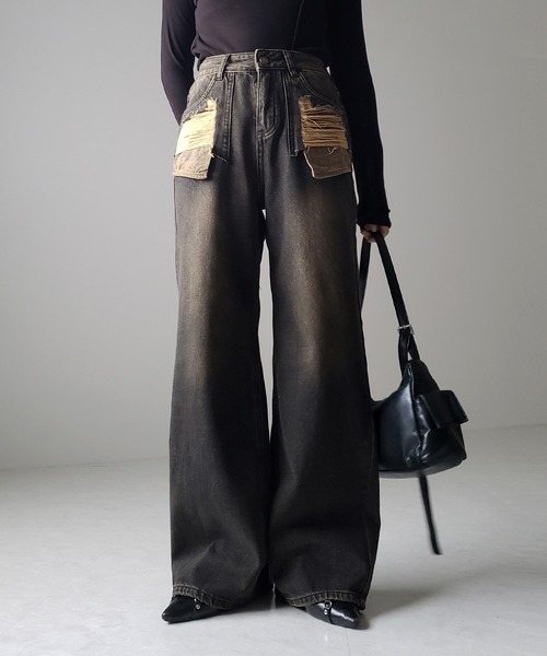 「me+em select」 デニムパンツ LARGE ブルー レディース_画像5