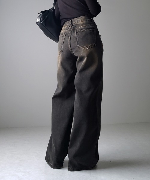 「me+em select」 デニムパンツ LARGE ブルー レディース_画像9