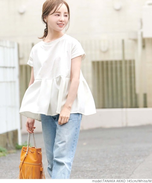 tシャツ Tシャツ \\新色登場//異素材切り替えフレンチスリーブフレアトップス|ZOZOTOWN |18