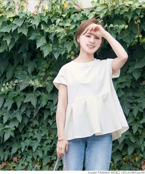 tシャツ Tシャツ \\新色登場//異素材切り替えフレンチスリーブフレアトップス|ZOZOTOWN |22