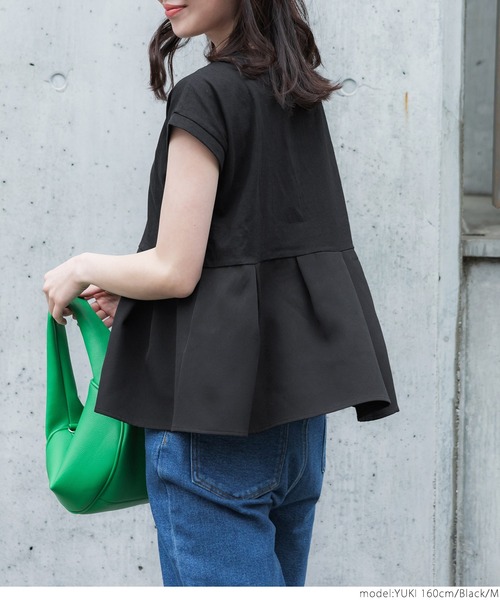 tシャツ Tシャツ \\新色登場//異素材切り替えフレンチスリーブフレアトップス|ZOZOTOWN |14