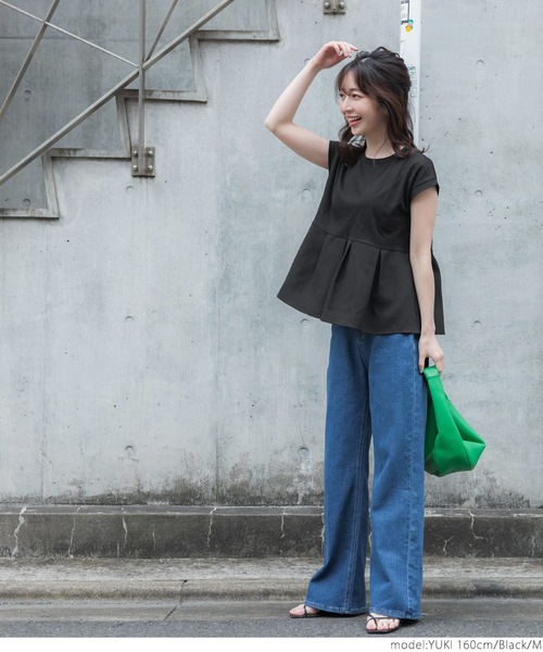 tシャツ Tシャツ \\新色登場//異素材切り替えフレンチスリーブフレアトップス|ZOZOTOWN |15