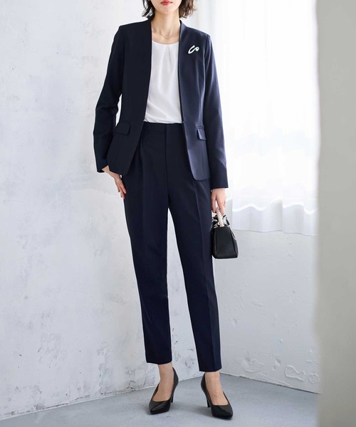 美品✨ シップス ノーカラー パンツ スーツ セットアップ 洗える 近年モデル GeeRA（ジーラ） セットアップ 「2点セット」ウォッシャブル/防シワ/UV