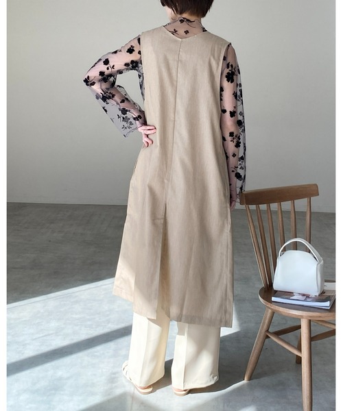 She's Closet tシャツ 花柄長袖フレアスリーブメロウハイネック