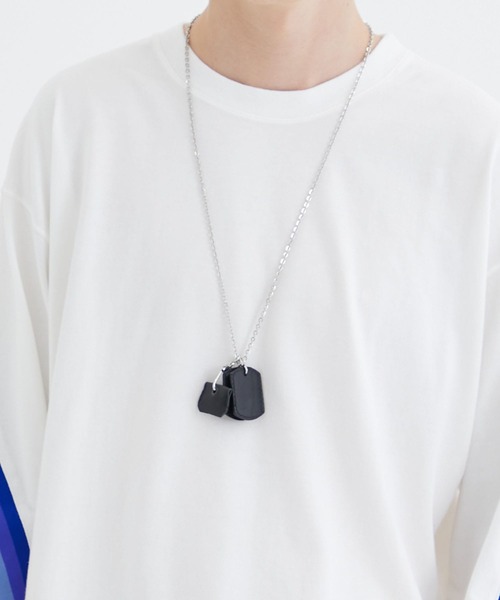 ネックレス LEATHER PLATE NECKLACE メンズの画像