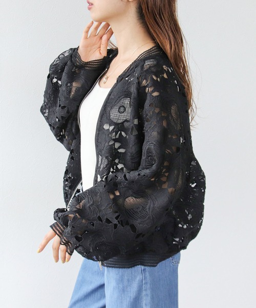 ジャケット ブルゾン BIGフラワーレースブルゾン レディース