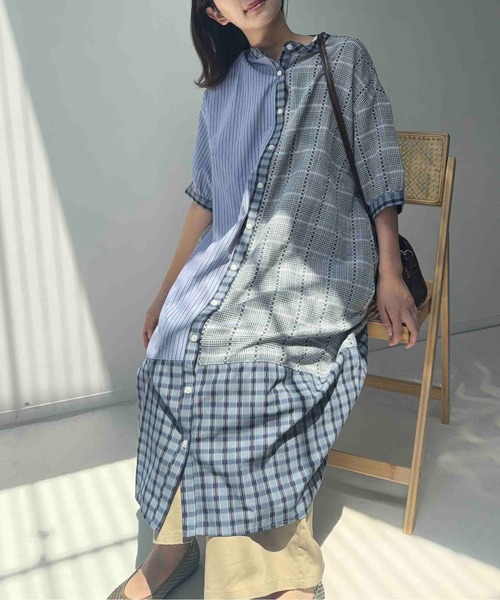 AS KNOW AS（アズノゥアズ） シャツワンピースゆったりシルエット まぜ