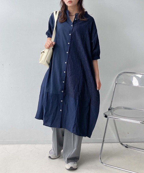 AS KNOW AS（アズノゥアズ） シャツワンピースゆったりシルエット まぜ