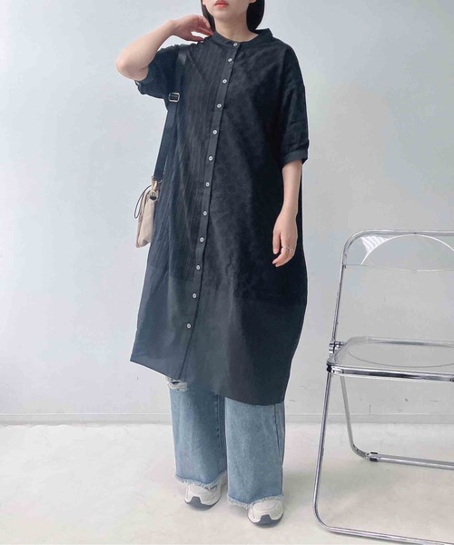 AS KNOW AS（アズノゥアズ） シャツワンピースゆったりシルエット まぜ