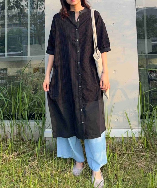 AS KNOW AS（アズノゥアズ） シャツワンピースゆったりシルエット まぜ