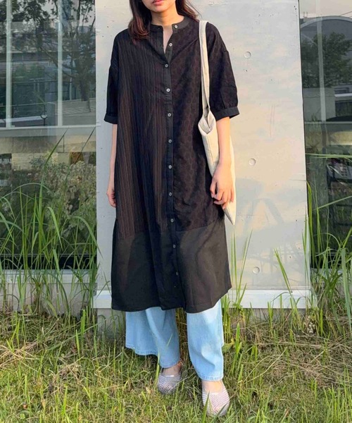 AS KNOW AS（アズノゥアズ） シャツワンピースゆったりシルエット まぜ