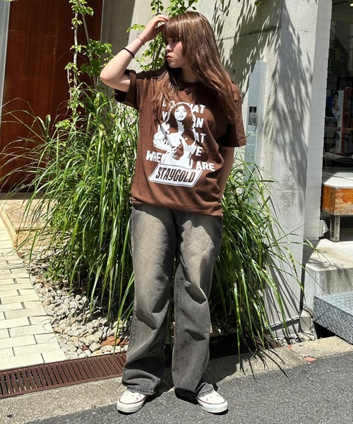Michelle グラフィックプリント Tシャツ Sサイズ STAY GOLD tシャツ 「STAYGOLD」ガールグラフィック プリントT