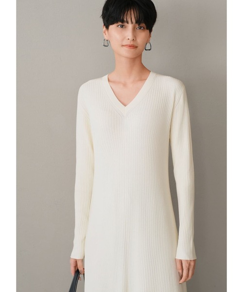 STYLE DELI ワンピース Vネックリブニットロングワンピース