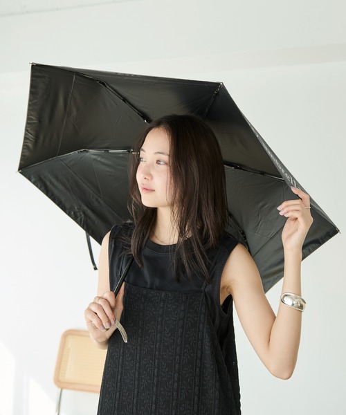 LAVEANGE 折りたたみ傘 完全遮光 晴雨兼用/シャンブレー調