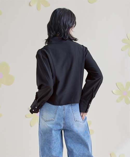 ブラウス シャツ ショルダーカットアウトシャツ レディース miette ブラウス シャツ ショルダーカットアウトフロントジップ