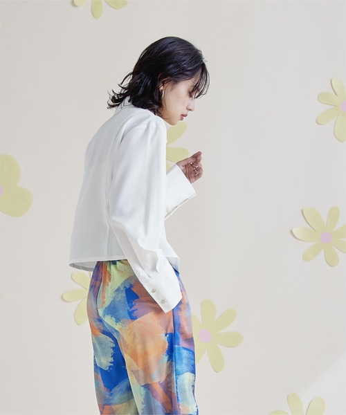 ブラウス シャツ ショルダーカットアウトシャツ レディース miette ブラウス シャツ ショルダーカットアウトフロントジップ