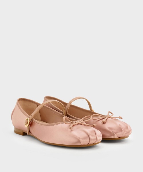 CHARLES ＆ KEITH バレエシューズ パンプス サテンボウ メリー