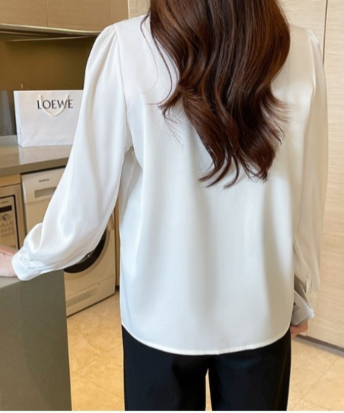 ブラウス シャツ RIBBON WRAP シャツ レディース メンズ ブラウス シャツ リボンブラウスシャツ レディース メンズ