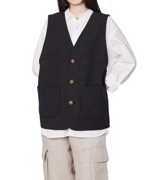 ベスト ジレ BALLAST ARK / バラストアーク：SLUB LINEN VEST：BA09 