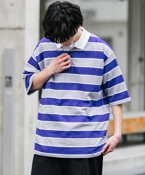 ROCA WEAR ロカウェア マルチカラー ボーダー 半袖 ポロシャツ XXL ROCA WEAR ロカウェア マルチカラー ボーダー 半袖 ポロシャツ