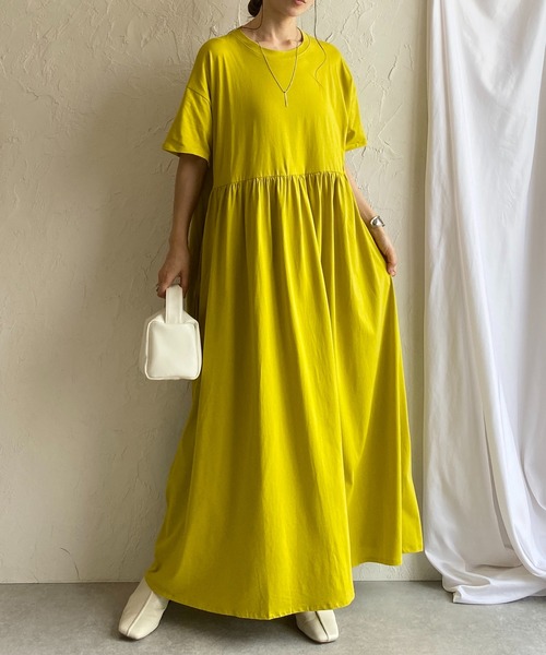 She's Closet ワンピース Aラインボリュームギャザーフレアロング丈