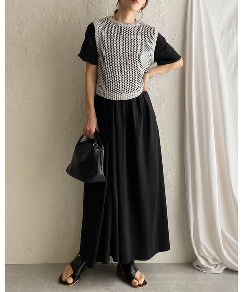 2Collar 半袖 Tシャツ ワンピース フレア Aライン She's Closet ワンピース Aラインボリュームギャザーフレア