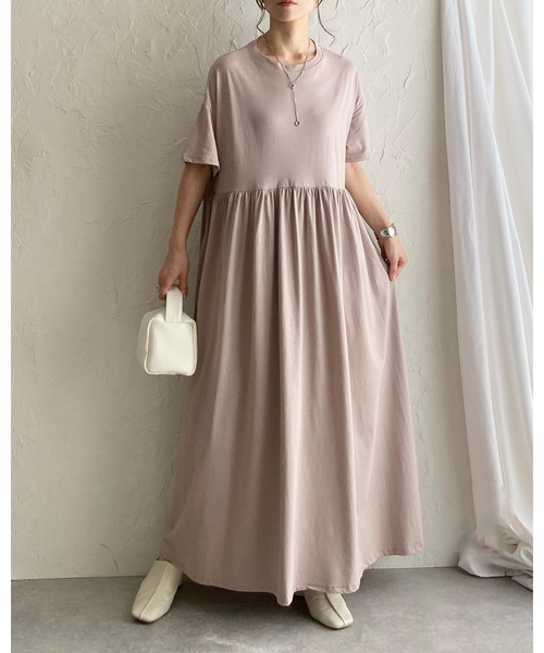 2Collar 半袖 Tシャツ ワンピース フレア Aライン She's Closet ワンピース Aラインボリュームギャザーフレア