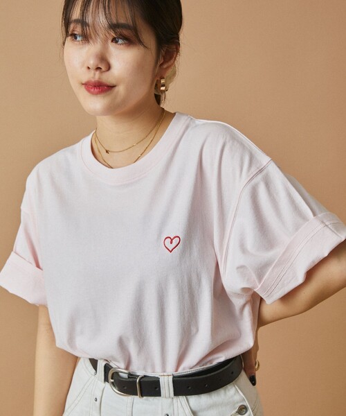 FREAK'S STORE tシャツ ワンポイントハート刺繍 ベーシックT