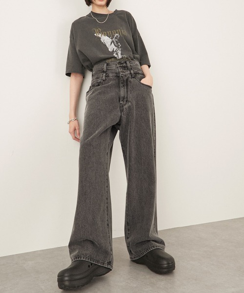 ジーンズ 「Alfred Alex」ヴィンテージメイク ダブルウエスト ワイド
