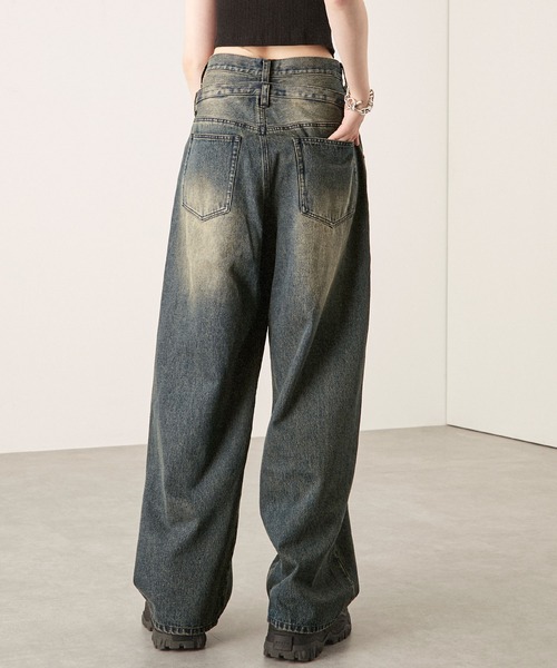 ジーンズ 「Alfred Alex」ヴィンテージメイク ダブルウエスト ワイド