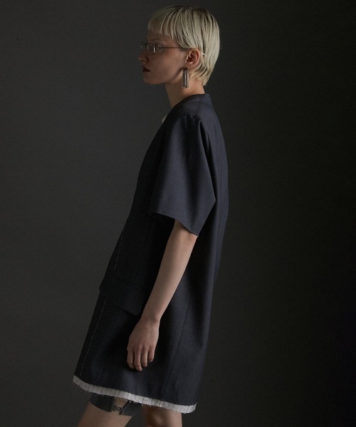 チュニック スーチングカットオフハーフスリーブチュニック / Suiting Cut Off Half Sleeve Tunic | PRANK PROJECT | 11