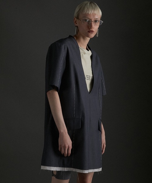 チュニック スーチングカットオフハーフスリーブチュニック / Suiting Cut Off Half Sleeve Tunic | PRANK PROJECT | 10