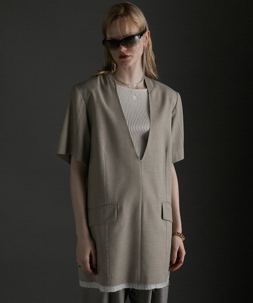 チュニック スーチングカットオフハーフスリーブチュニック / Suiting Cut Off Half Sleeve Tunic | PRANK PROJECT | 06