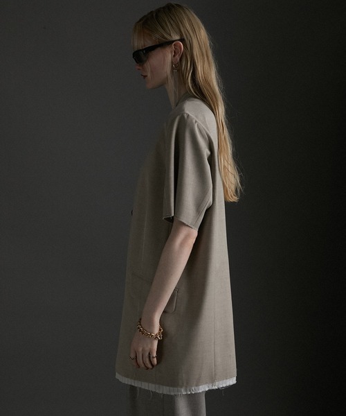 チュニック スーチングカットオフハーフスリーブチュニック / Suiting Cut Off Half Sleeve Tunic | PRANK PROJECT | 09