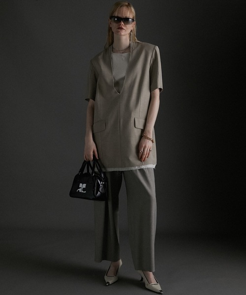 チュニック スーチングカットオフハーフスリーブチュニック / Suiting Cut Off Half Sleeve Tunic | PRANK PROJECT | 04