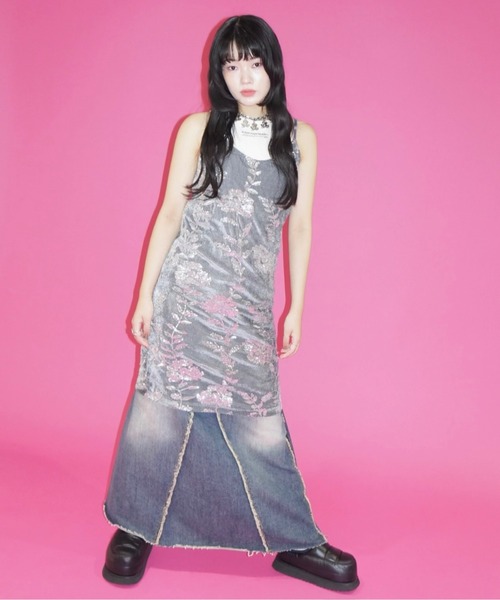 musubore ワンピース rose spangle camisole OP / スパンコール
