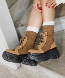 新品 PAGEBOY【L】ページボーイ レースアップソックスブーツ 厚底 黒 PAGEBOY ブーツ レースアップソックスブーツ レディース