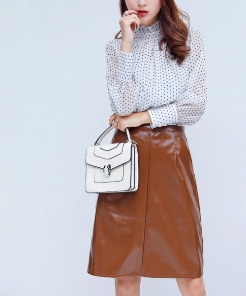 ドゥロワー★フリル　ドット柄　コットン　スタンド　シャツ ブラウス　バンドカラー 楽天市場】フリルブラウス/ cube sugar evo. (キューブシュガーエボ