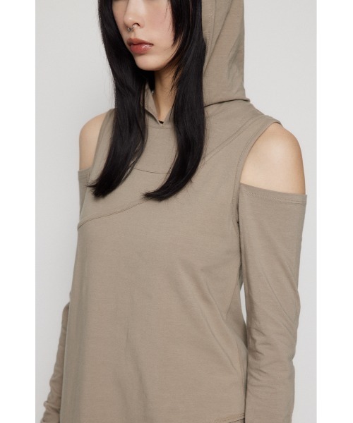 LAGUA GEM HOODIE 2PIECE トップス ベージュ LAGUA GEM | HOODIE 2PIECE トップス (Tシャツ・カットソー(長袖