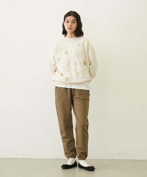 【新品】ミルクフェド ロゴ刺繍入りスウェット トレーナー ハートグラフィック MILKFED. トレーナー スウェット HEARTS EMBROIDERY SWEAT TOP